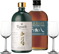 Whisky-duet z Japonii od Akashi i Togouchi – 2x zestaw degustacyjny, w tym 2 szklanki